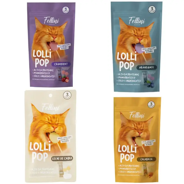 Fellini Lollipop Snack Gato 4 Sabores 3 Unidades 15 g