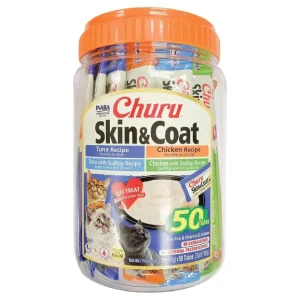 Churu Skin & Coat para piel y pelaje con aceites Omega, taurina y vitamina E  50 uni